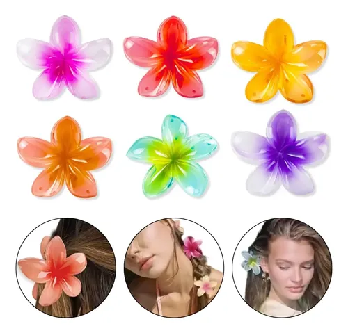 Pinzas para cabello de flor colores surtidos - 12pcs
