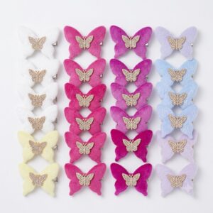 Paquete de 12 set de pinzas para cabello de mariposa peluche