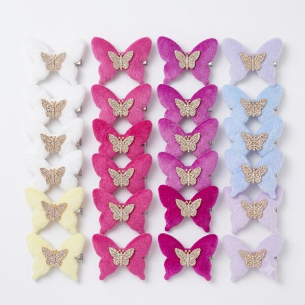 Paquete de 12 set de pinzas para cabello de mariposa peluche