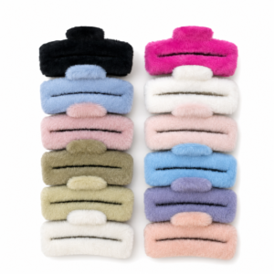 12 Pinzas cuadradas de peluche para cabello - grandes