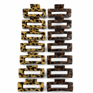 12 Pinzas para cabello cuadradas - Animal print