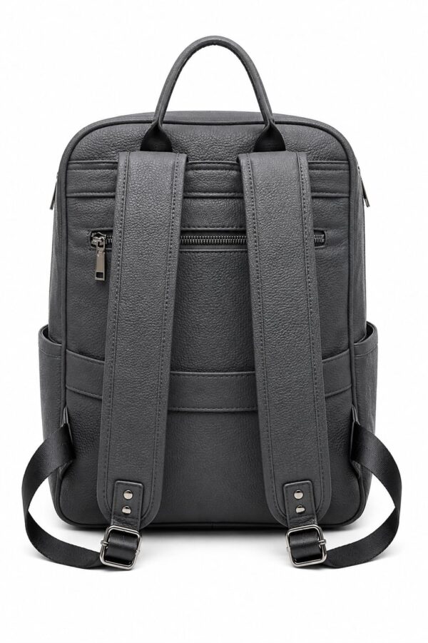 Mochila vinipiel lisa con 3 cierres- 38x26cm