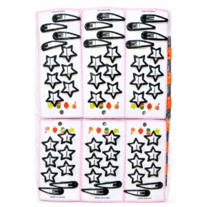 c5b14c07-130e-4cf0-aaaa-94a5e164fbc4 12 Sets de pinzas para cabello en forma de estrella Negro